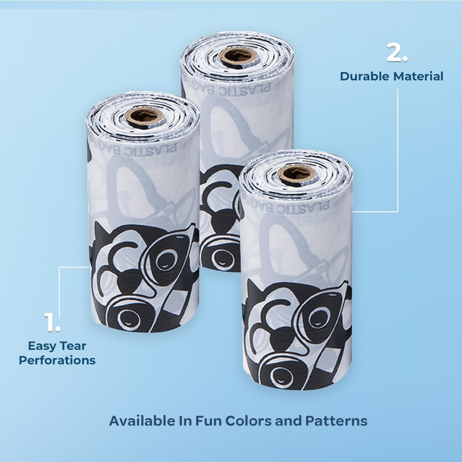 Dog Poop Bags (150 Bags) for Waste Refuse Cleanup, Doggy Roll Replacements for Outdoor Puppy Walking and Travel, Leak Proof and Tear Resistant, Thick Plastic - White