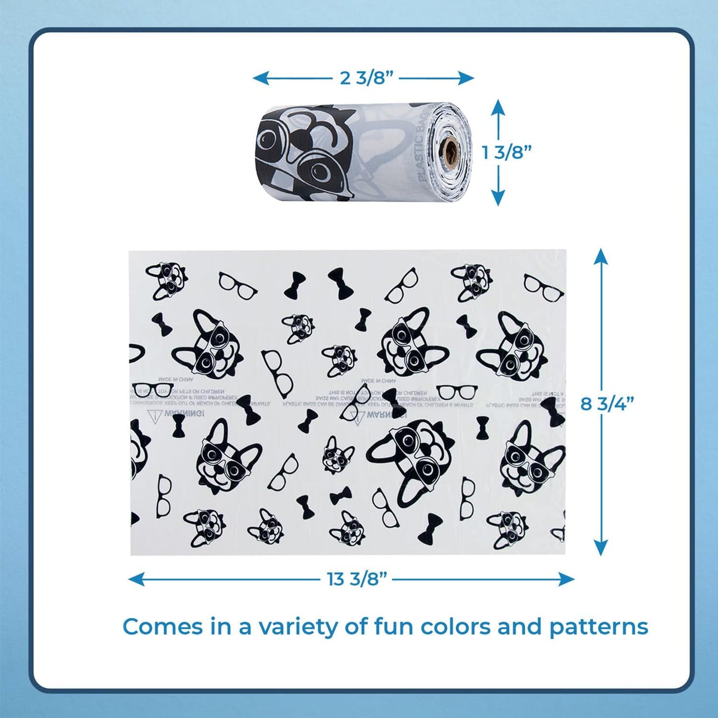 Dog Poop Bags (150 Bags) for Waste Refuse Cleanup, Doggy Roll Replacements for Outdoor Puppy Walking and Travel, Leak Proof and Tear Resistant, Thick Plastic - White